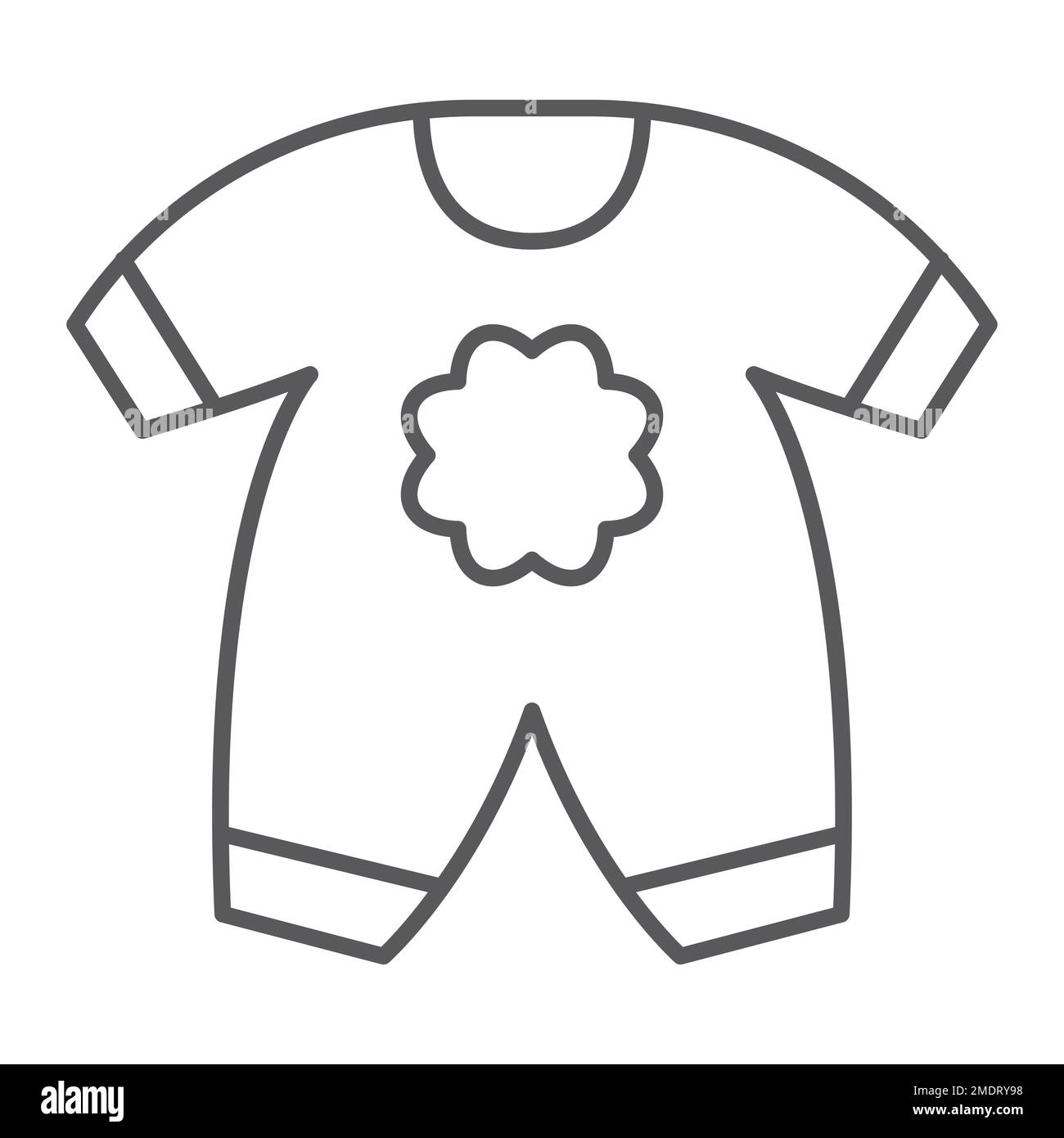Baby clothes thin line icon, kid and clothing, body dress sign, vector graphics, a linear pattern on a white background, eps 10. Stock Vector