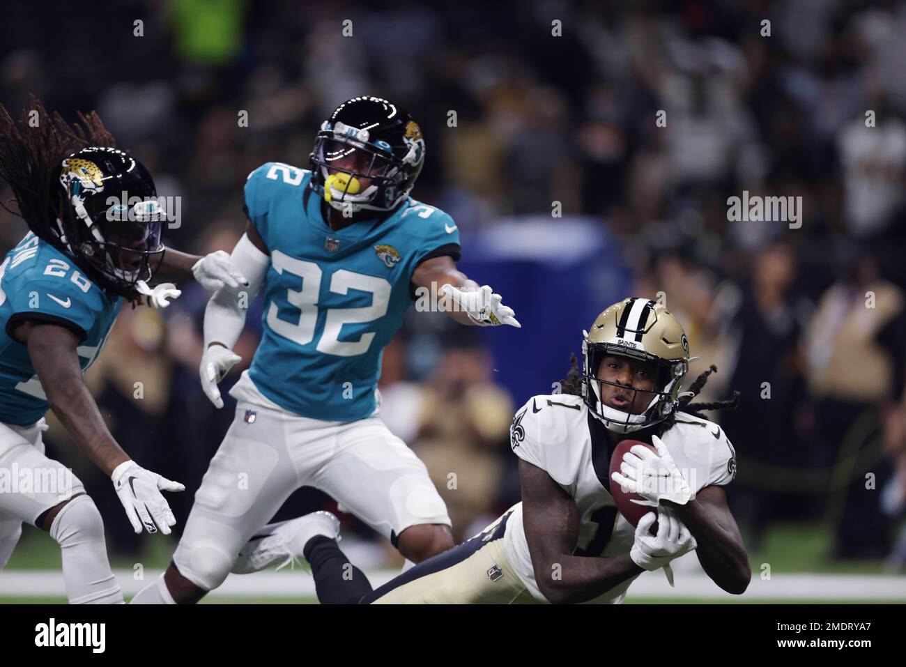 Marquez Callaway of the New Orleans Saints in action against the