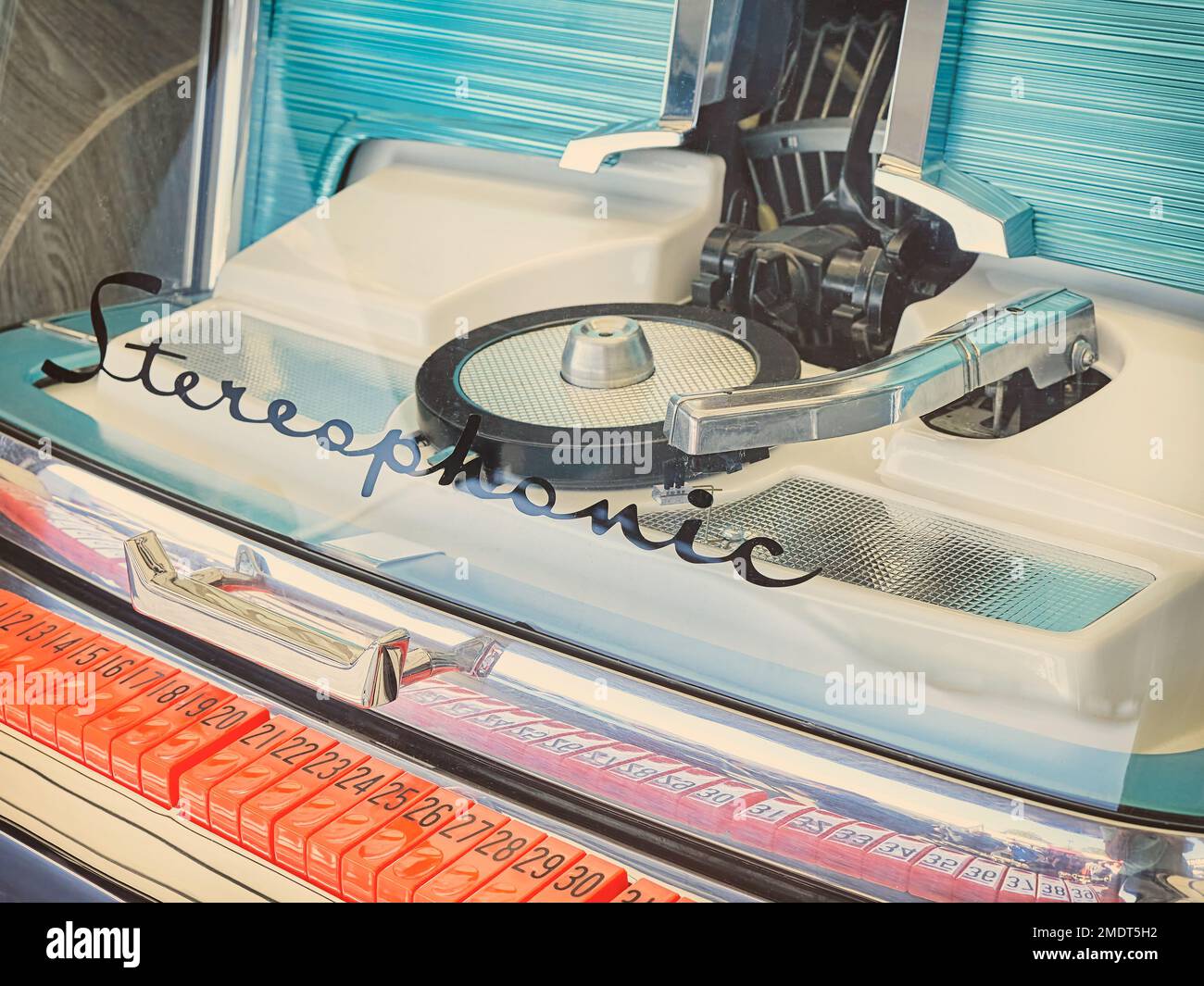Close-up of a colorful fifties vintage jukebox Stock Photo