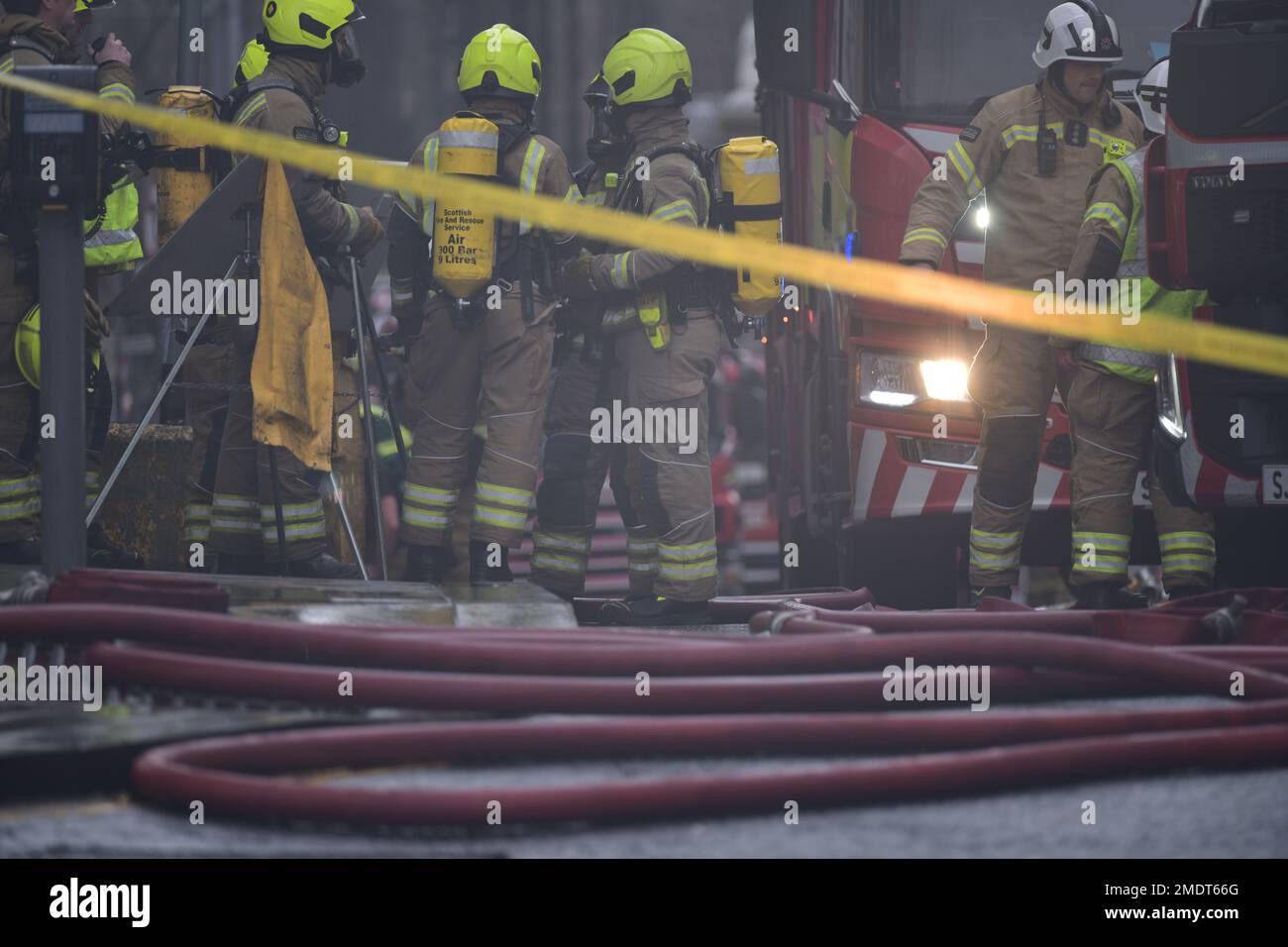 Edinburgh Scotland, UK 23 January 2023. Emergency Services respond to a building fire in South St David Street. credit sst/alamy live news Stock Photo