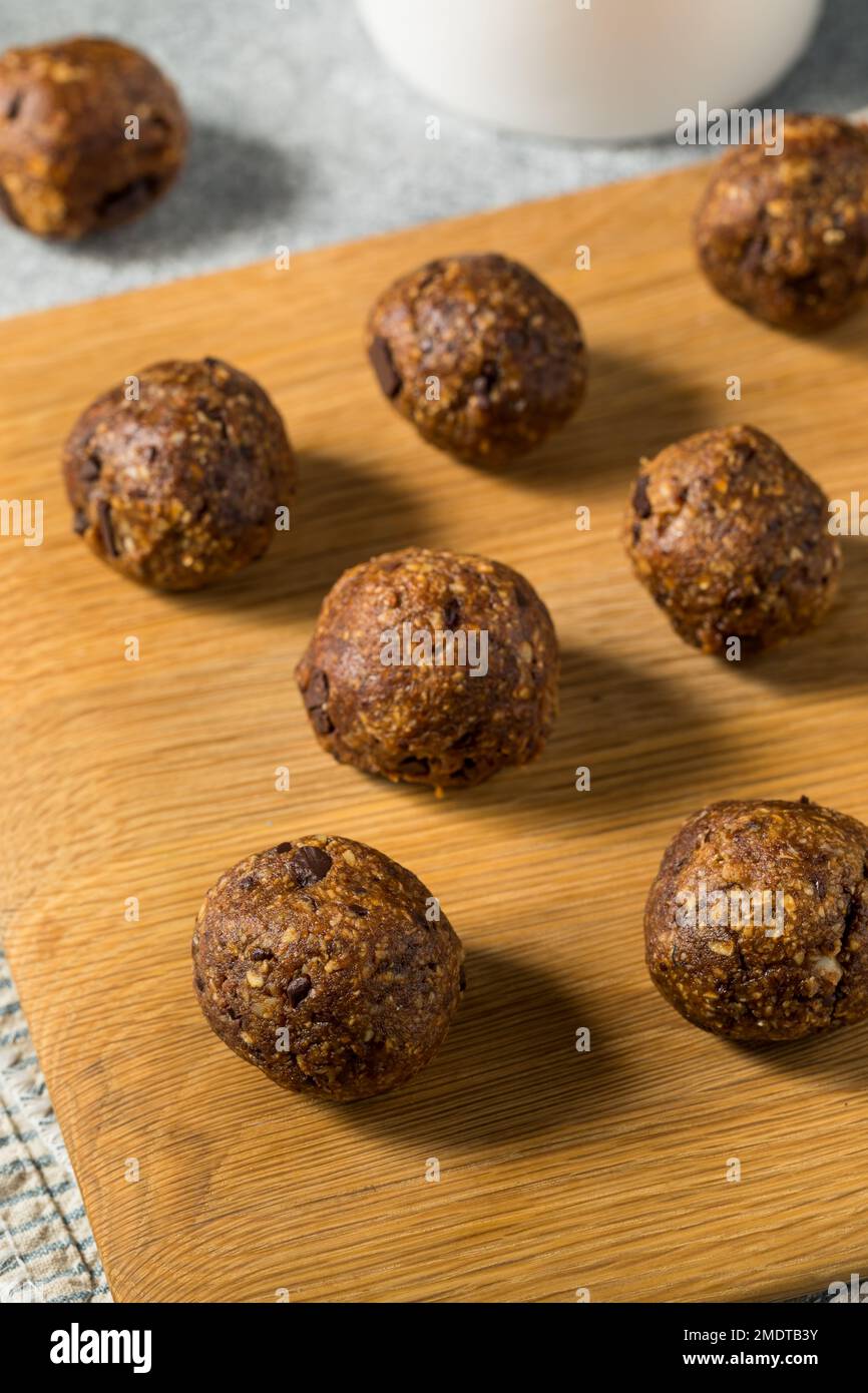 Homemade Chocolate Oatmeal Energy Balls for Breakfast Stock Photo Alamy
