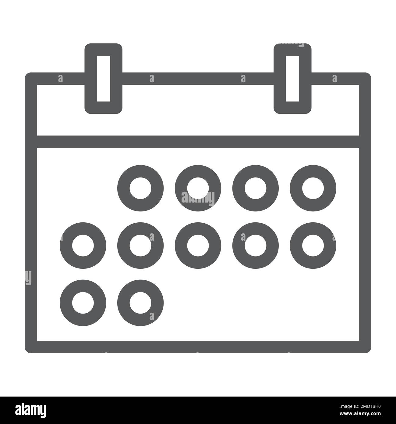 Calendar line icon, date and time, reminder sign, vector graphics, a