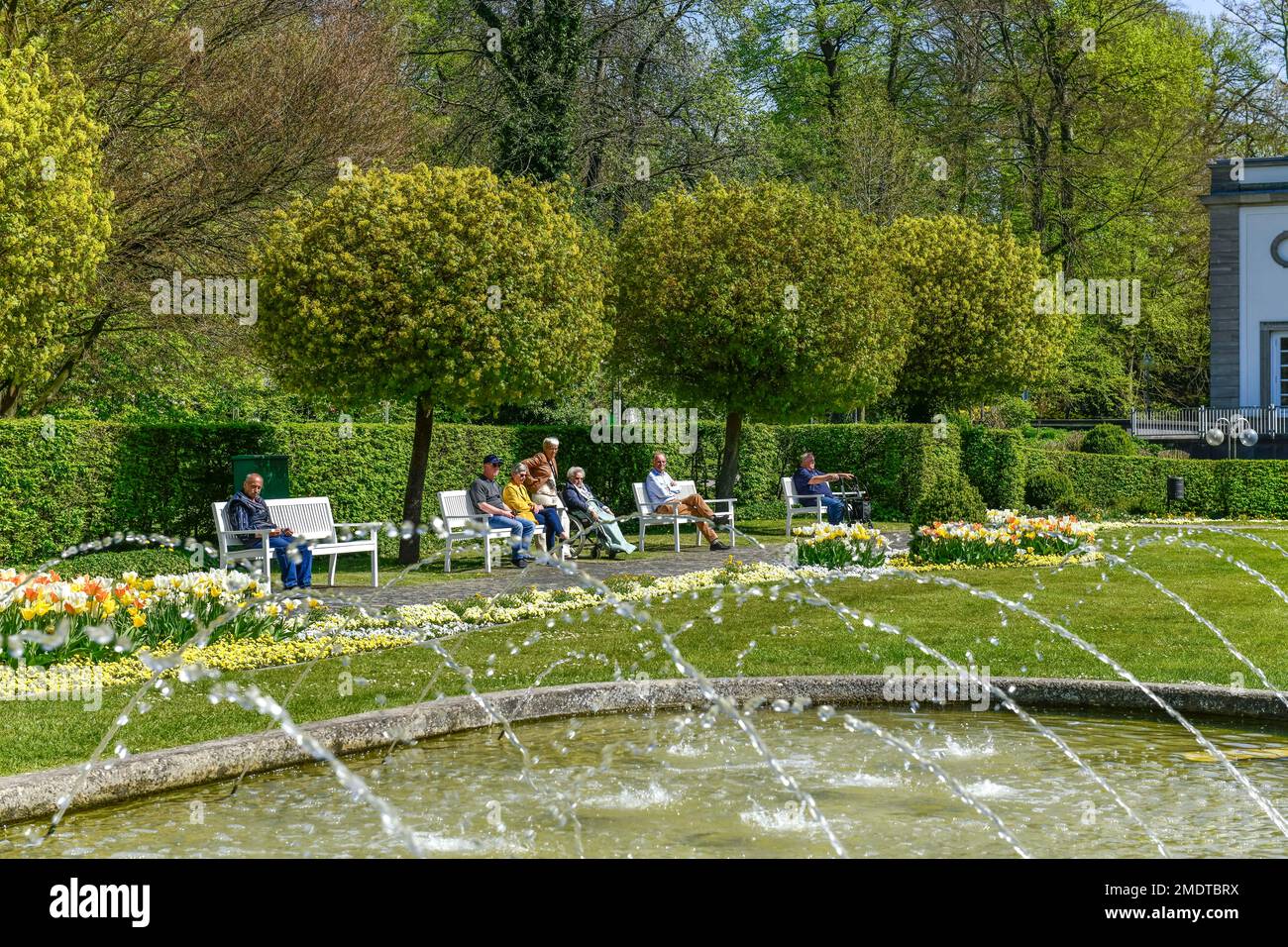 Stroller, spa garden, Bad Oeynhausen, North Rhine-Westphalia, Germany Stock Photo
