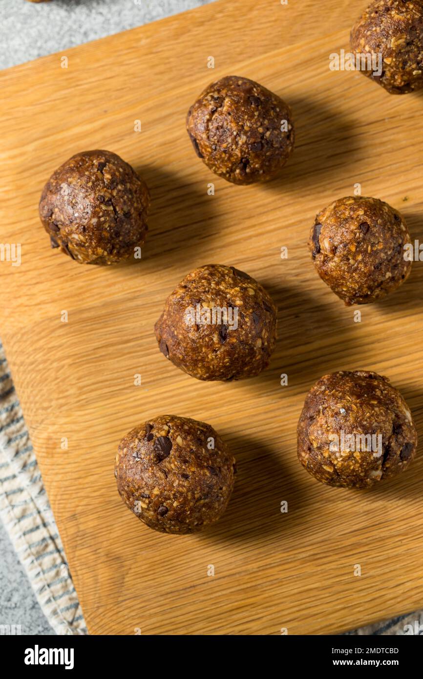 Homemade Chocolate Oatmeal Energy Balls for Breakfast Stock Photo Alamy