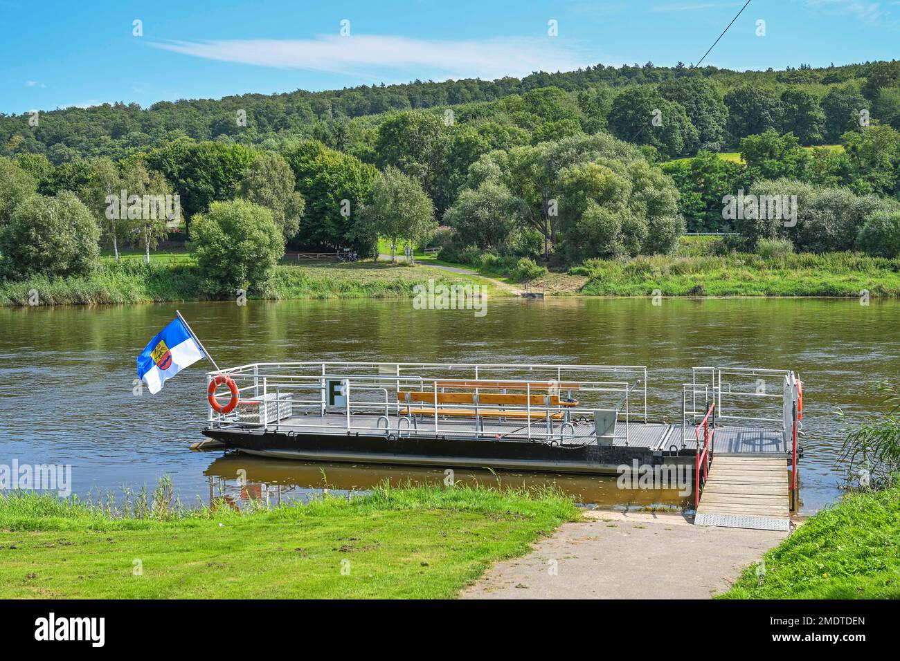 Passenger ferry, Weser, Wehrden, North RhineWestphalia, Germany Stock