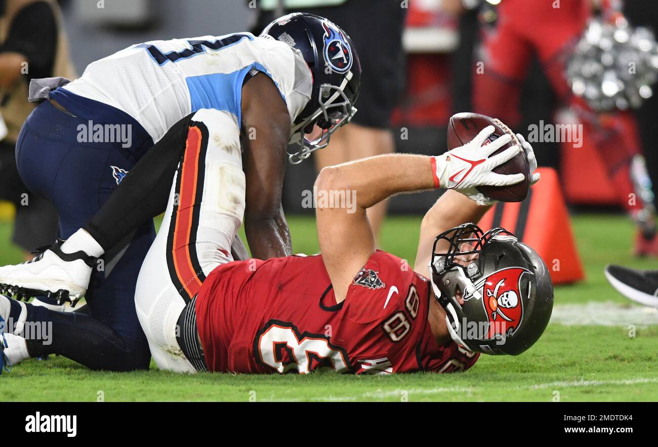 Tampa Bay Buccaneers tight end Cade Otton (88) after a catch