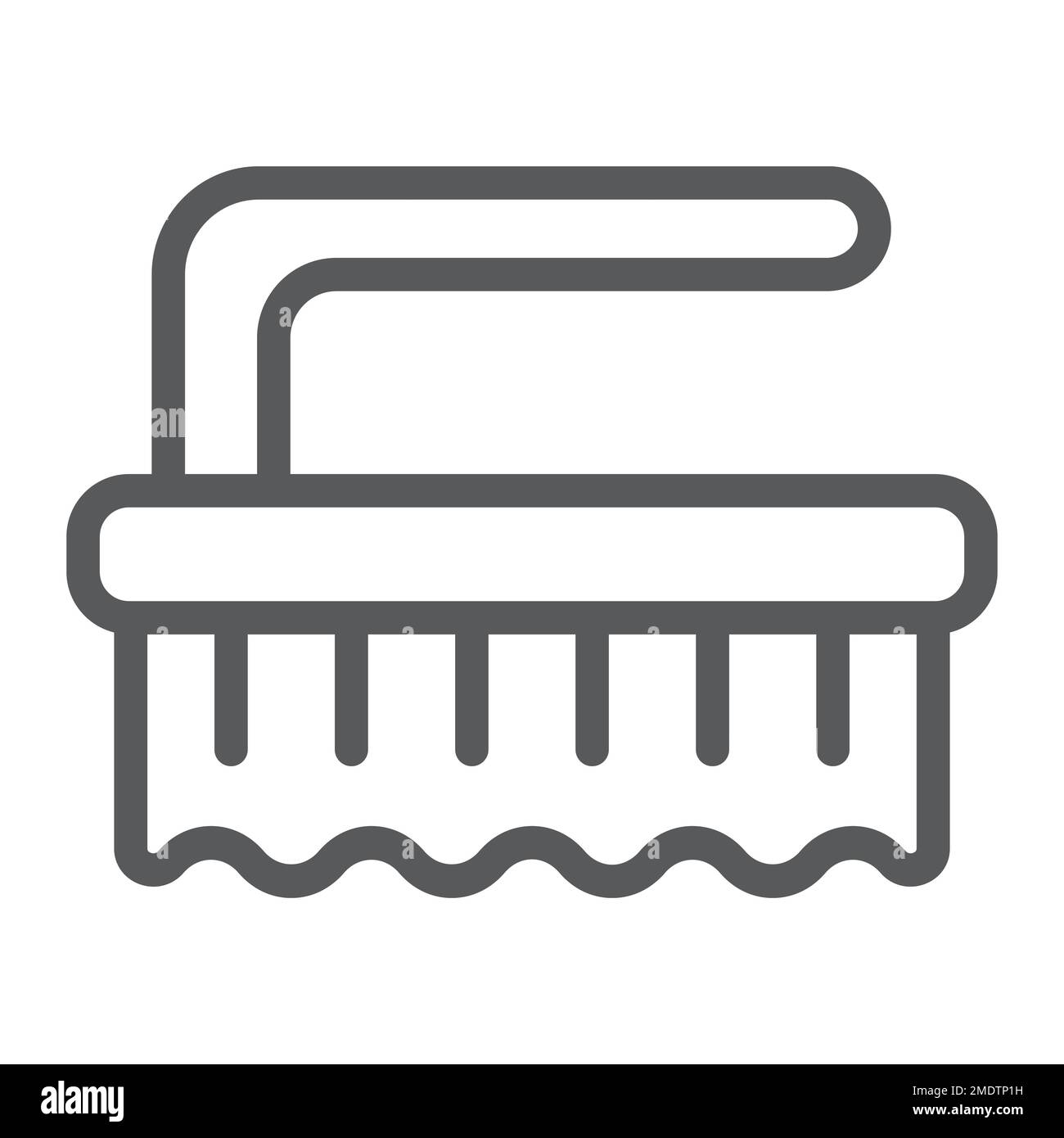 Brush thin line icon, clean and wash, scrub brush sign, vector graphics, a linear pattern on a white background, eps 10. Stock Vector