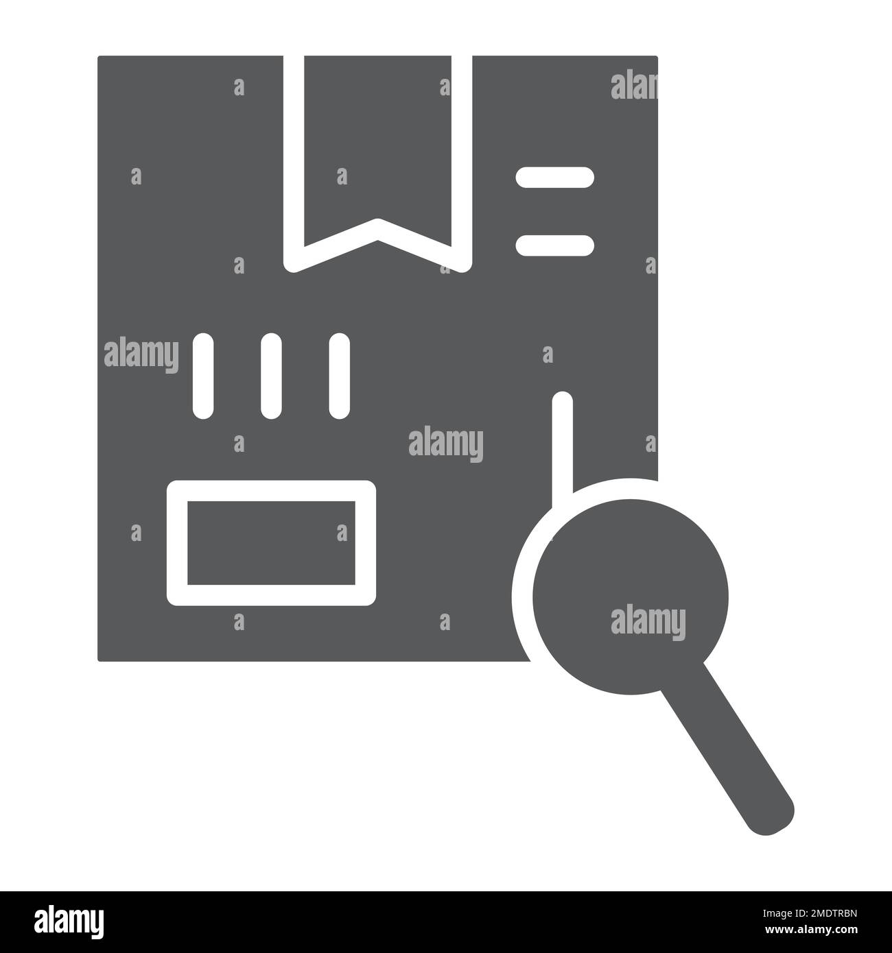 Search glyph icon, cargo and service, package tracking sign, vector graphics, a solid pattern on a white background, eps 10. Stock Vector