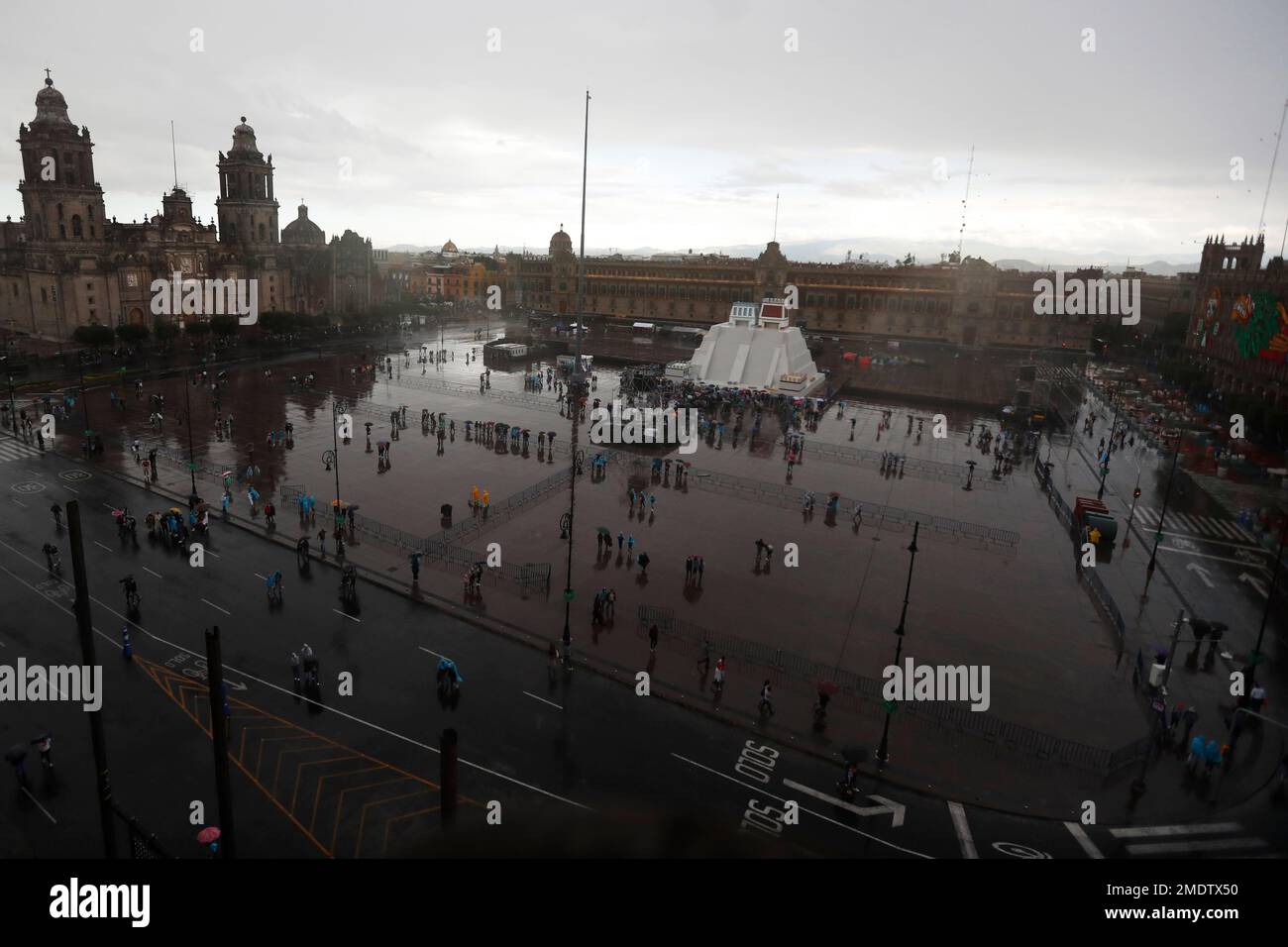 A replica of the Aztec Templo Mayor stands in the middle of the Zocalo ...