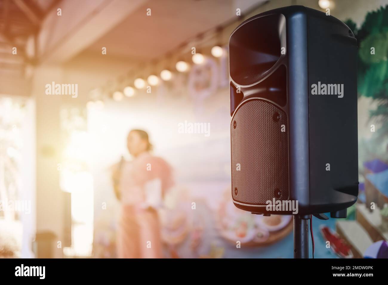 sound speaker at stage side music entertainmaent technology device Stock Photo