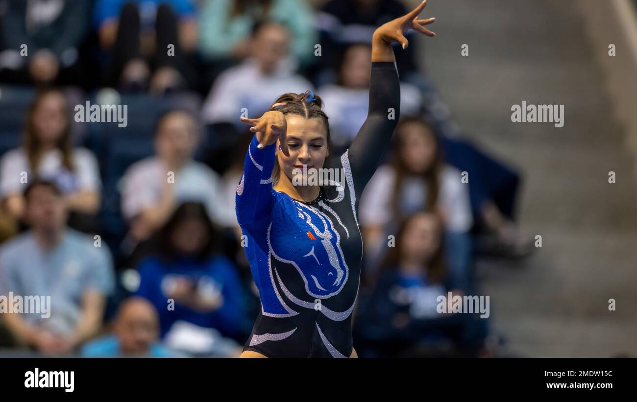 Boise State gymnast Alyssa Vulaj performs her beam routine during an ...