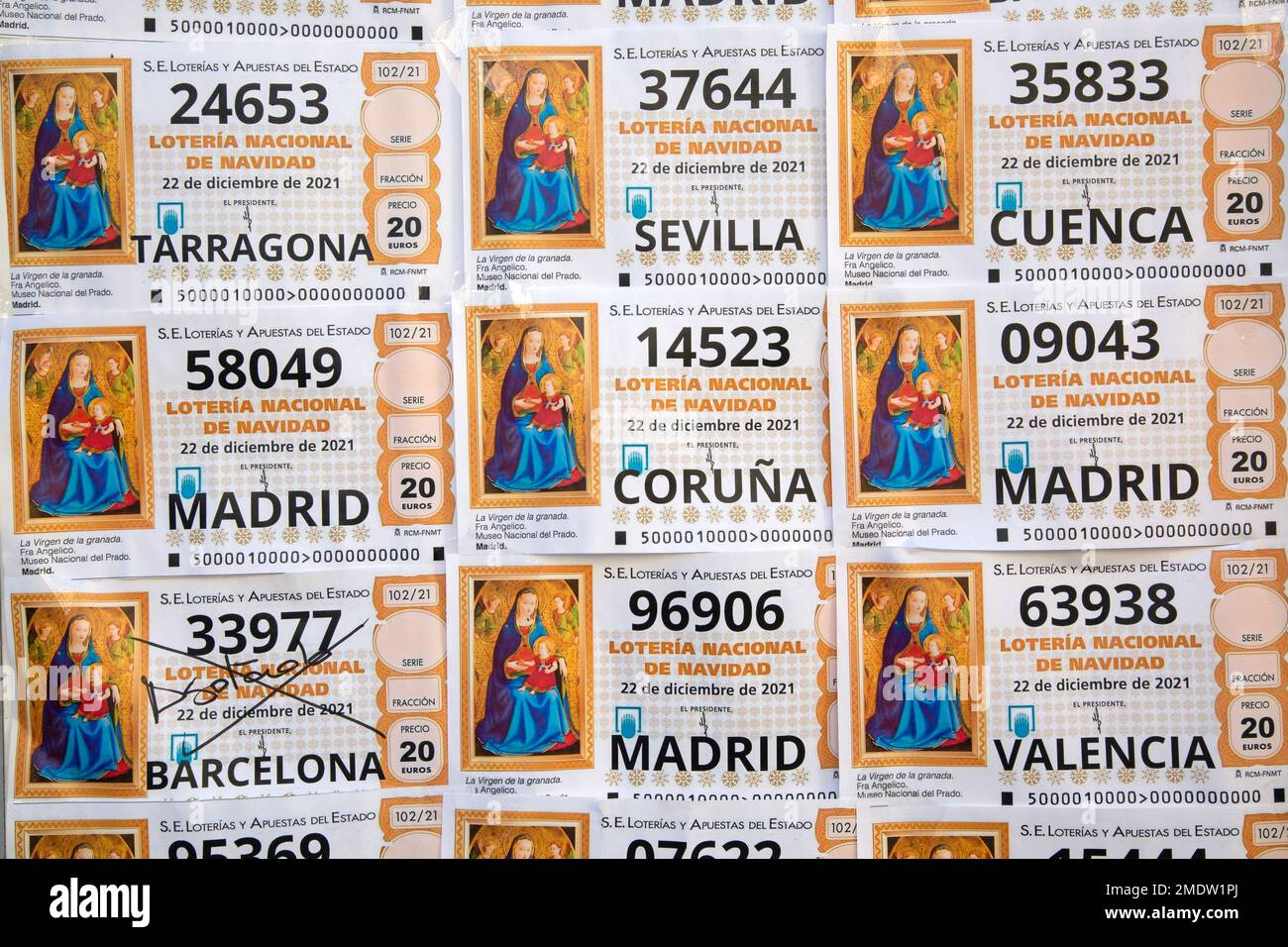 2021 Spanish National Lottery Tickets with City Name Stock Photo Alamy