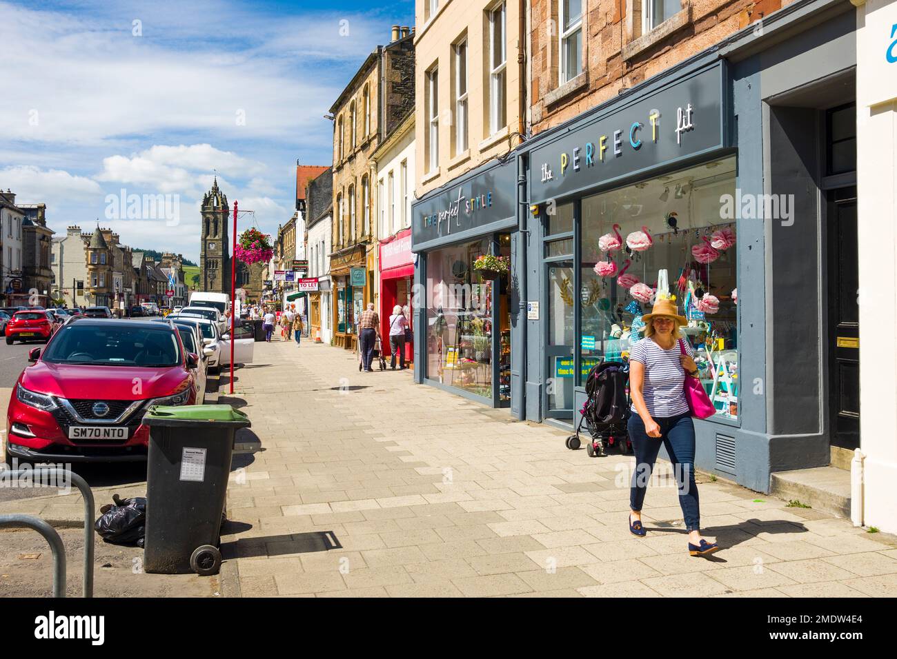 Shops in the High Street of the Scottish Borders town of Peebles