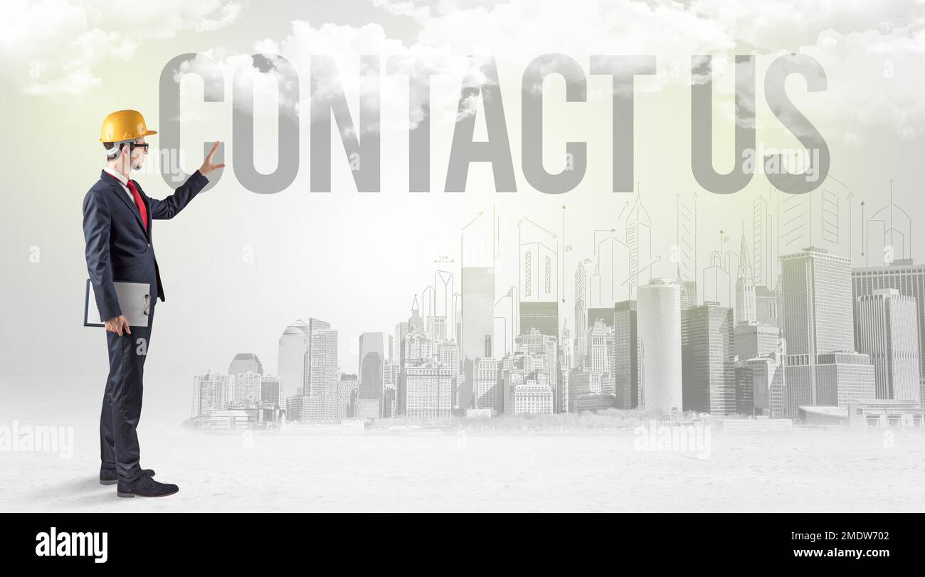 Young businessman with hard hat Stock Photo