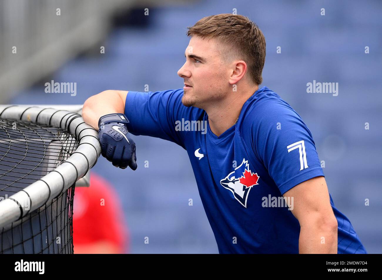 CLEVELAND, OH - May 30: Jake Bauers (10) of the Cleveland Indians takes the  throw at first base ahead of Reese McGuire (7) of the Toronto Blue Jays du  Stock Photo - Alamy