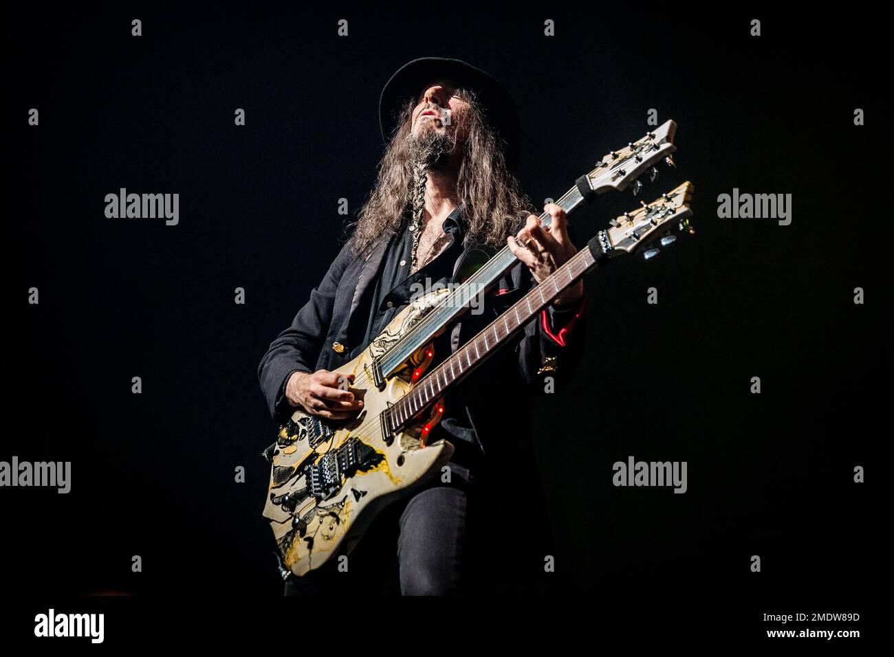 Bumblefoot playing guitar live on stage Stock Photo