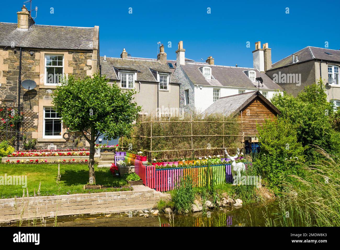 Traditional housing overlooking the Eddleston Water in the Scottish