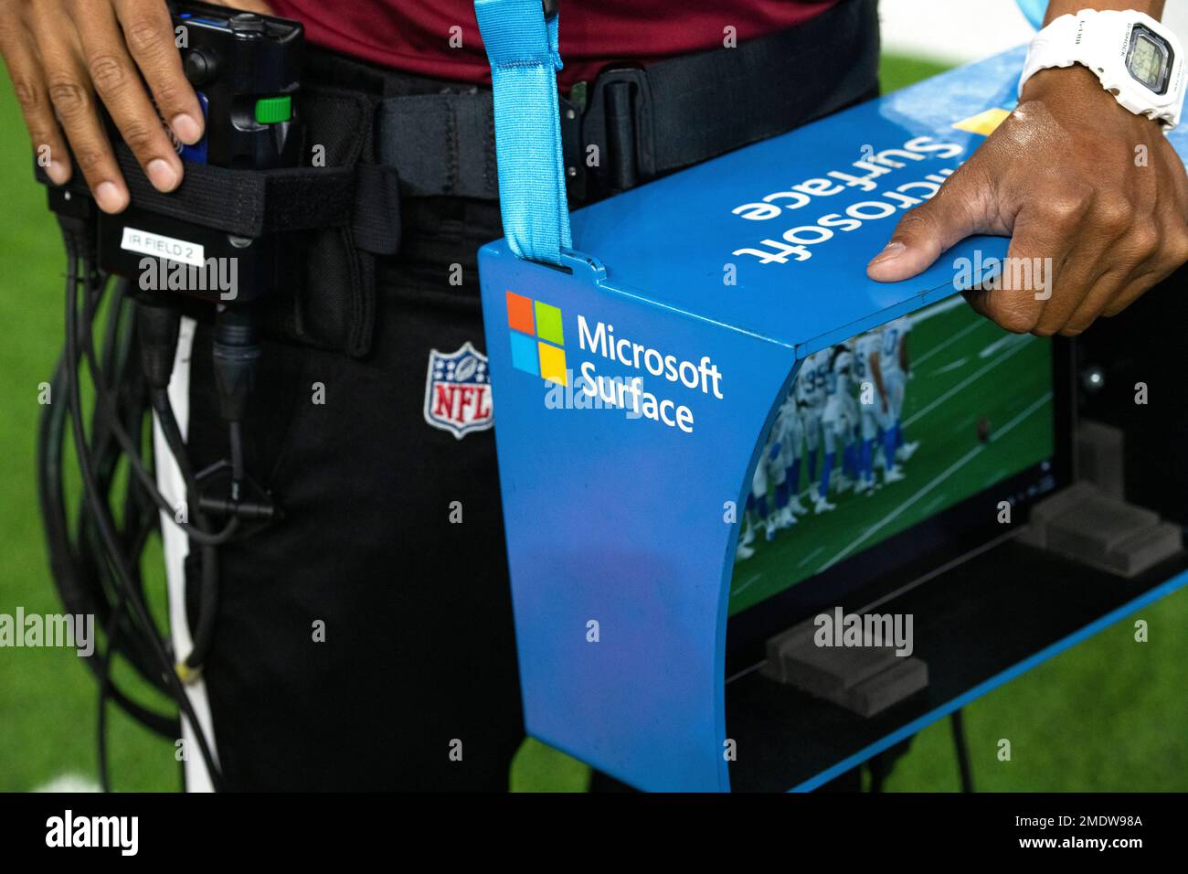 A detail view of the Microsoft Surface instant replay tablet at an