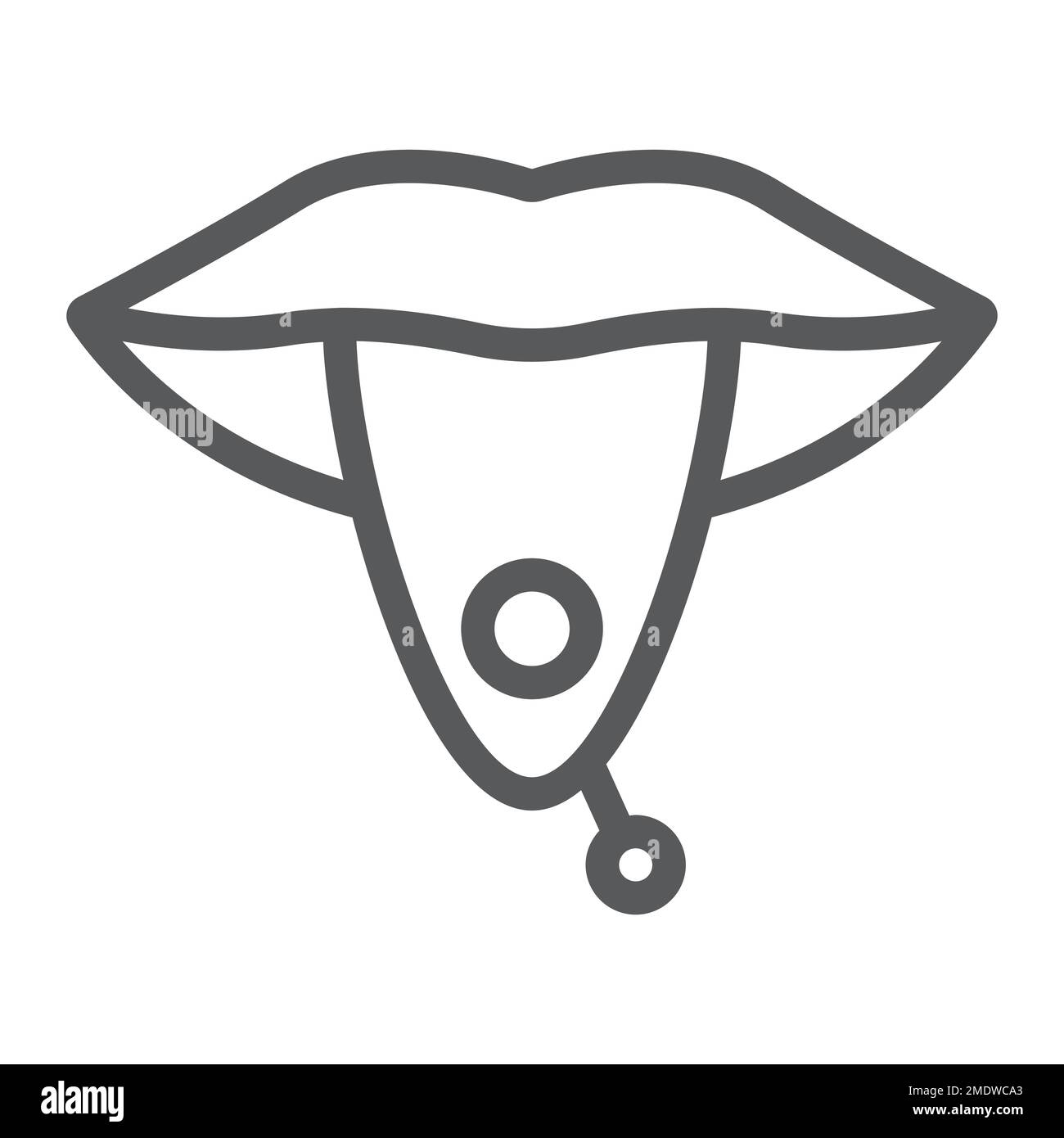 Tongue Piercing Line Icon Jewellery And Accessory Pierced Tongue Sign Vector Graphics A