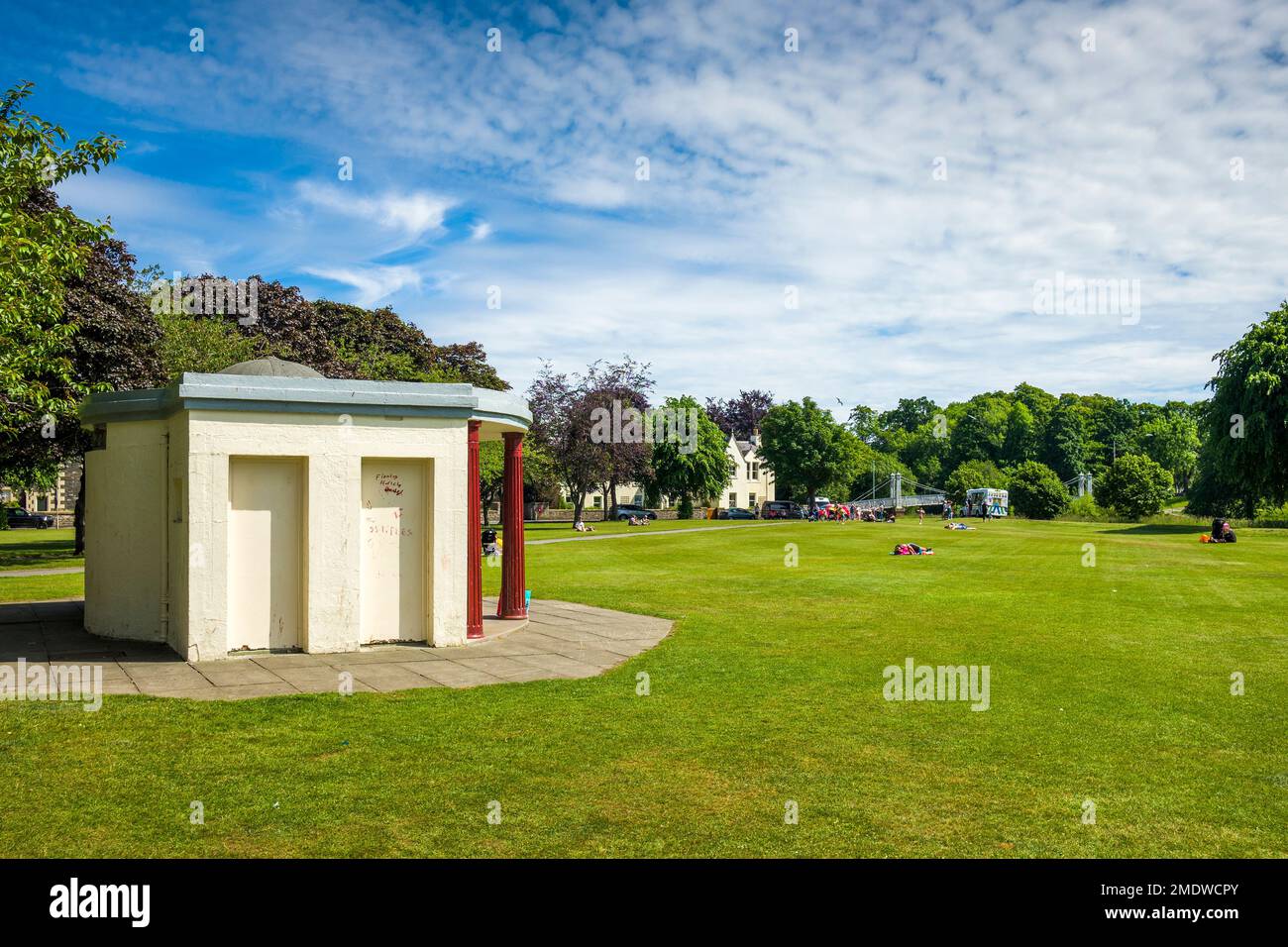 Tweed Green, in the Scottish Borders town of Peebles, Scotland, UK