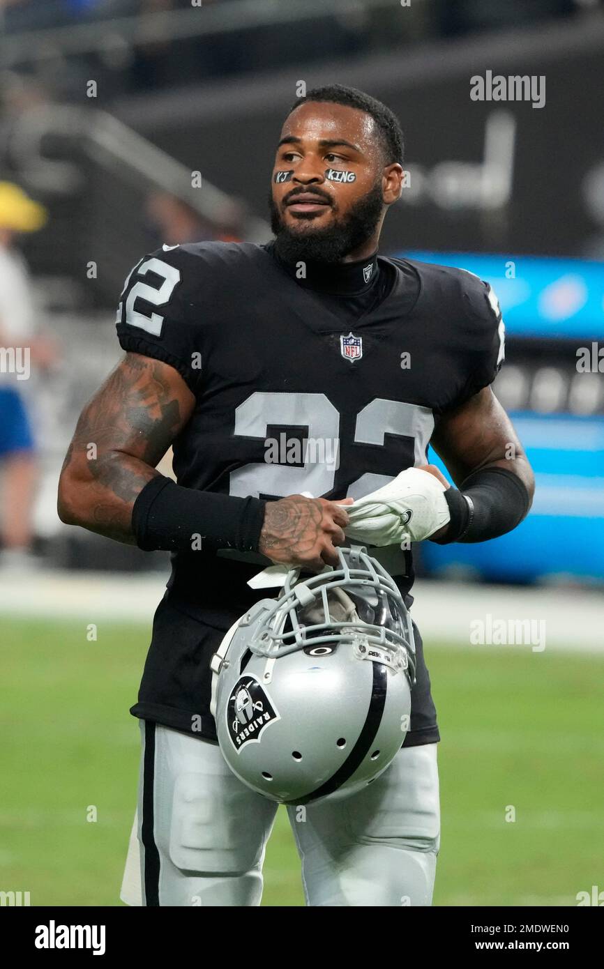 Las Vegas Raiders defensive back Keisean Nixon (22) during the second half  of an NFL preseason football game against the Seattle Seahawks, Saturday,  Aug. 14, 2021, in Las Vegas. (AP Photo/Rick Scuteri