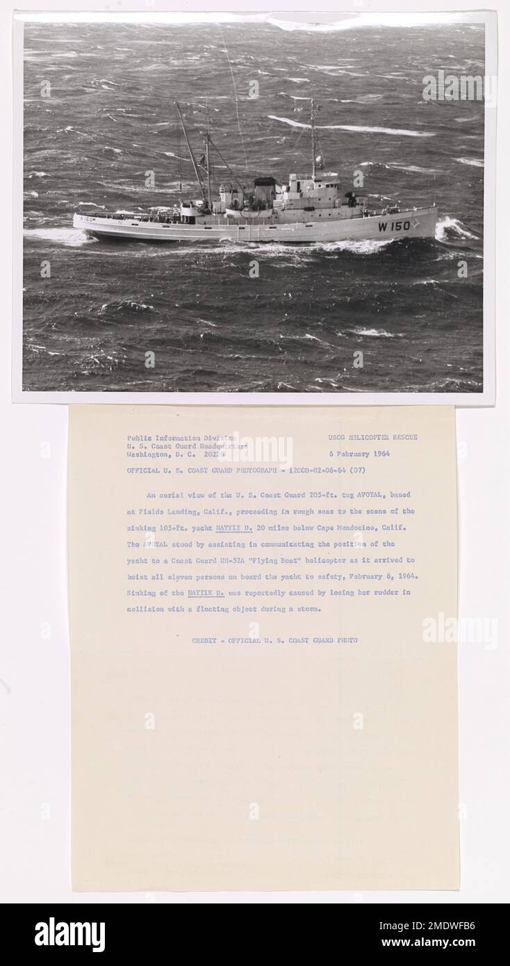 The Coast Guard Cutter AVOYAL rescues sailors from the distressed ...