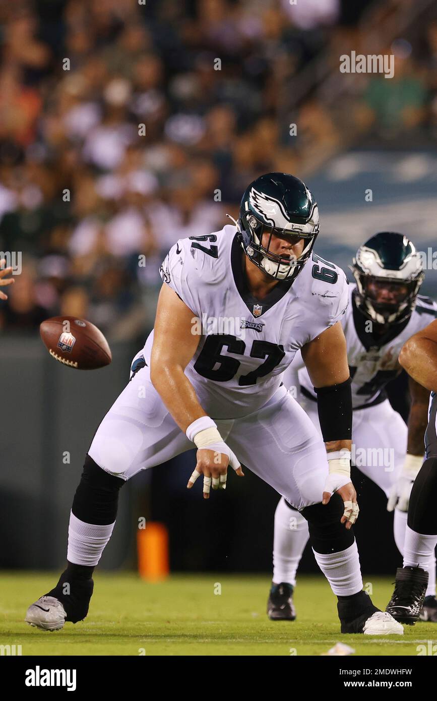 New York Jets guard Nate Herbig (71) walks off the field after an NFL  pre-season game against the Philadelphia Eagles, Friday, Aug. 12, 2022, in  Philadelphia. (AP Photo/Rich Schultz Stock Photo - Alamy