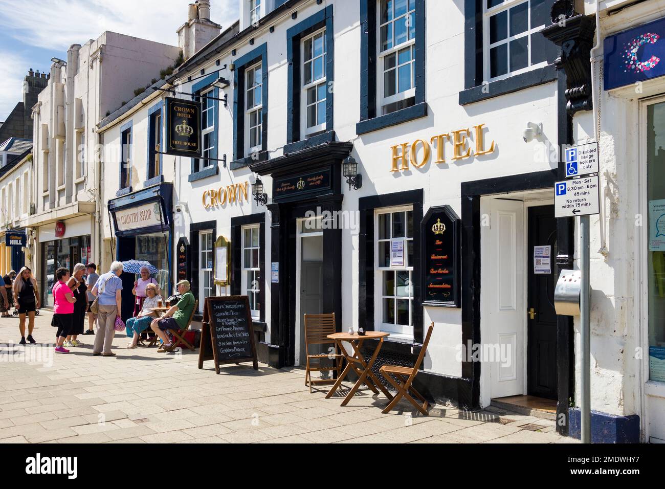 The Crown Hotel in the traditional High Street of the Scottish Borders