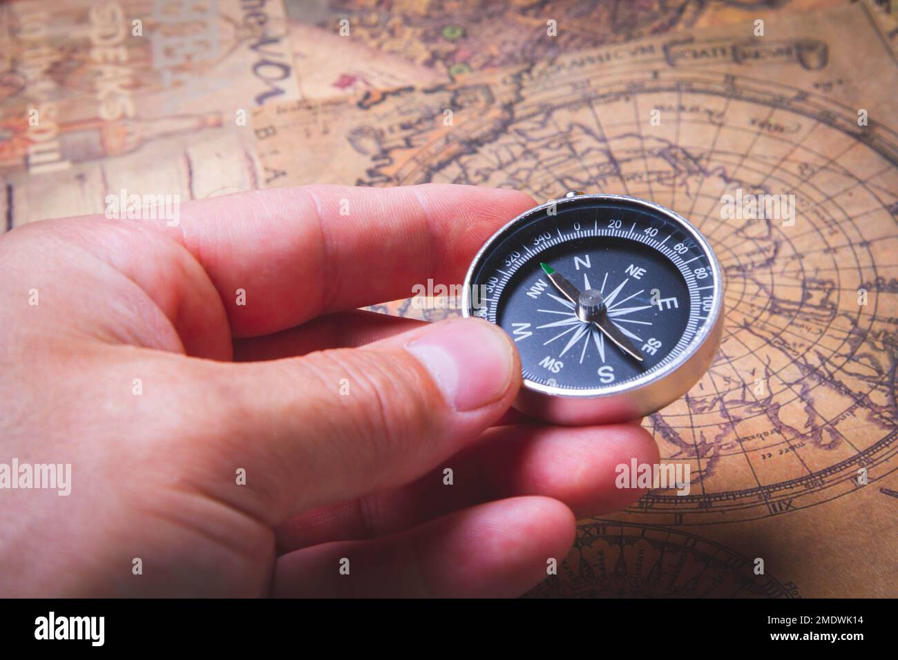 Adventure search. Compass and maps. Treasure hunt on island. Pirate map