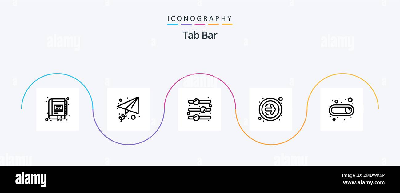 Tab Bar Line 5 Icon Pack Including toggle. on. design element. next ...