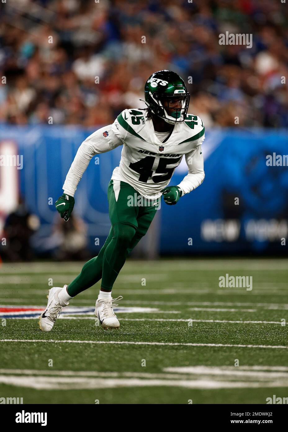 New York Jets linebacker Hamsah Nasirildeen (45) in action against the