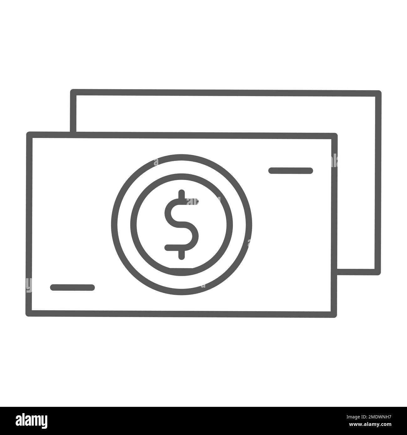 Cash thin line icon, currency and finance, money sign, vector graphics ...