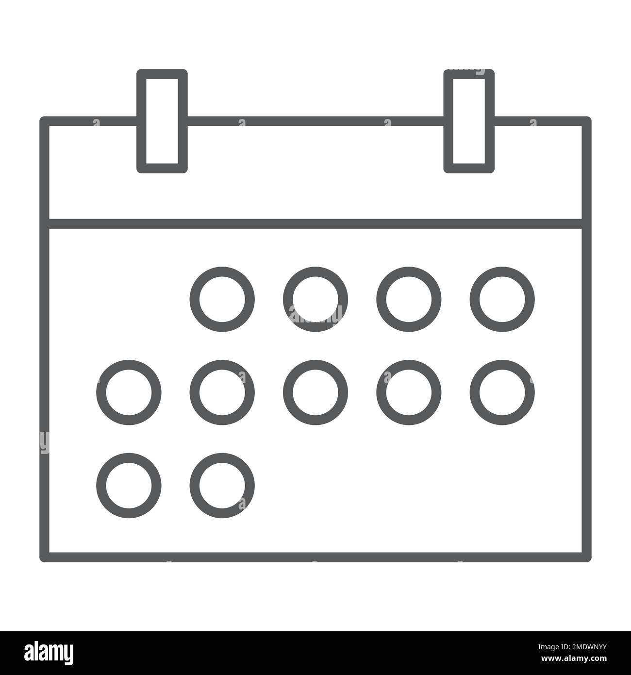 Calendar thin line icon, date and time, reminder sign, vector graphics ...