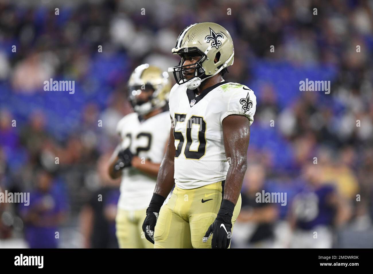 New Orleans Saints linebacker Andrew Dowell (50) during an NFL