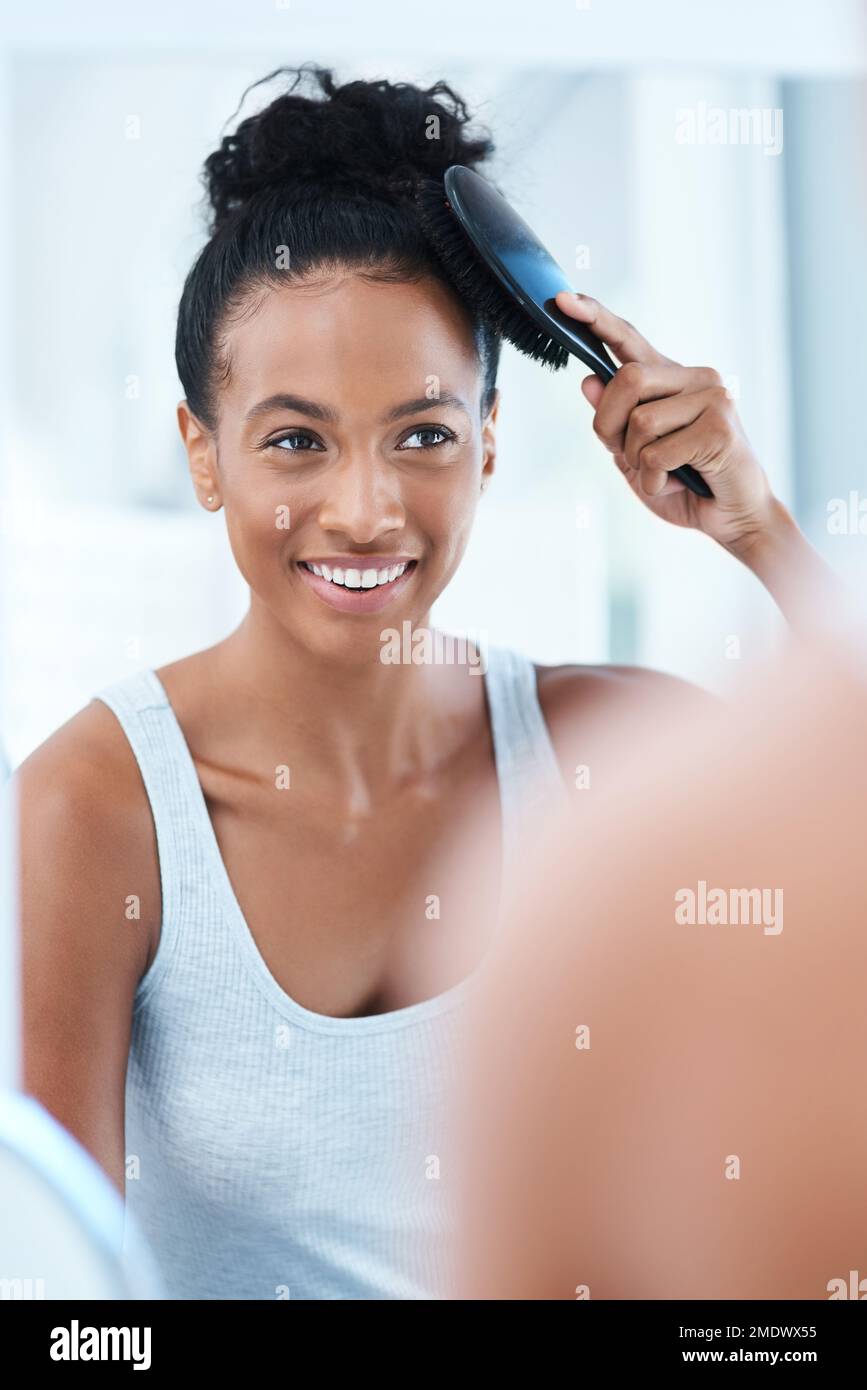 Everything is good when its a good hair day. a beautiful young woman