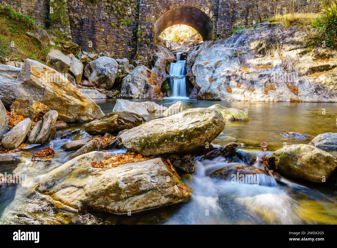 Beautiful waterfall by the Forest Heritage National Scenic Byway in North Carolina Stock Photo