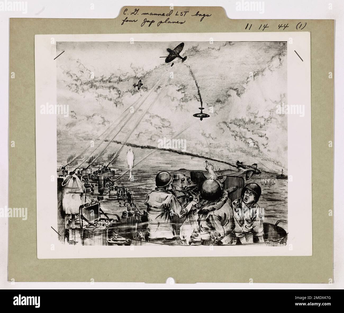 Photograph of Sketch by Coast Guardsman Max L. Dorothy. HOW COAST GUARD