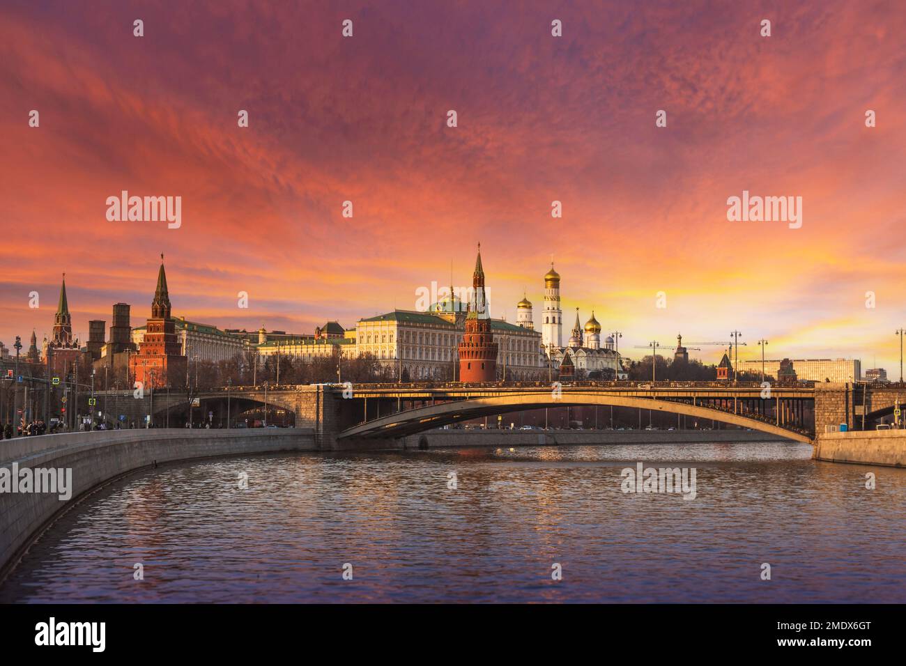Moscow Kremlin in the winter evening twilight. Russia Stock Photo