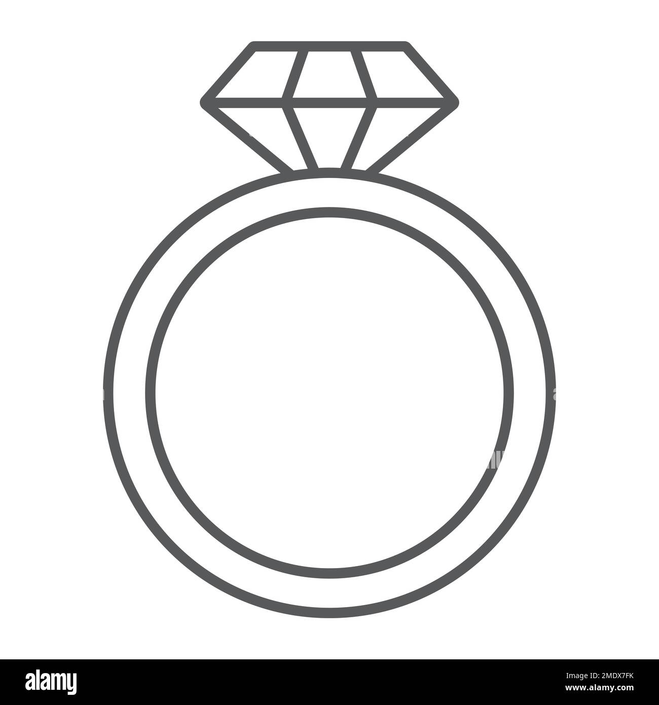 Diamond ring thin line icon, jewelry and marriage, brilliant ring sign ...