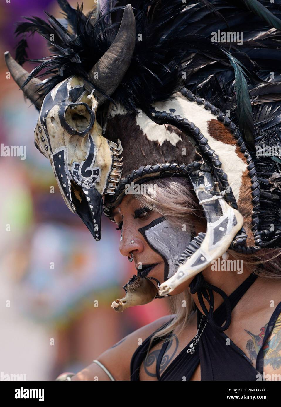 A Mexican dancer performs during a ceremony to commemorate the 500th ...