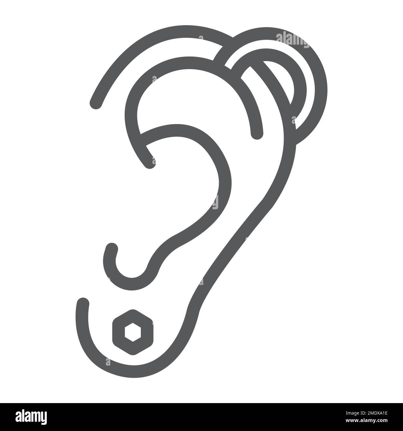 Ear piercing line icon, jewelry and accessory, pierced ear sign, vector