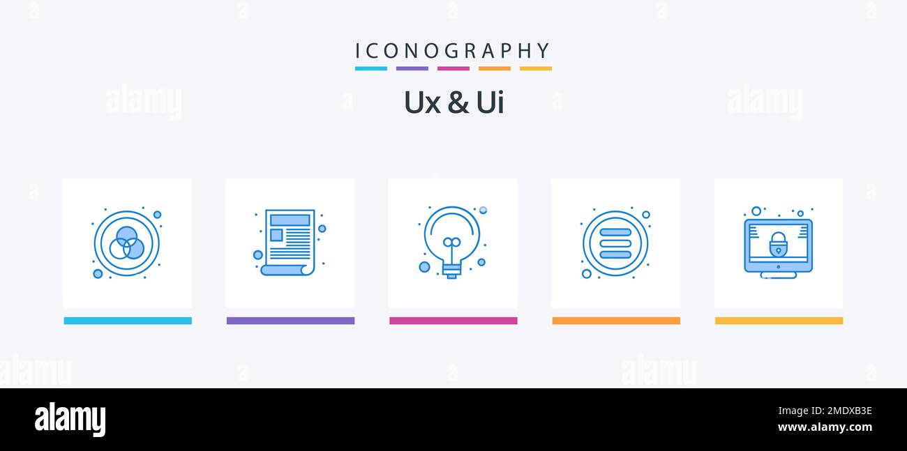 Ux And Ui Blue 5 Icon Pack Including portrait. options. bulb. menu ...