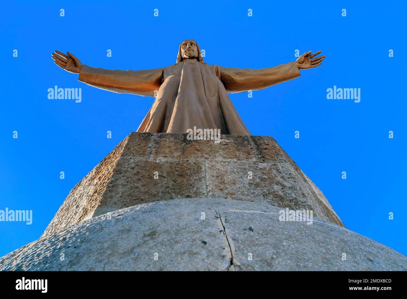 BARCELONA, SPAIN - MAY 13, 2017: It is Jesus established above the Temple of the Sacred Heart, which is located at the highest place of the city. Stock Photo