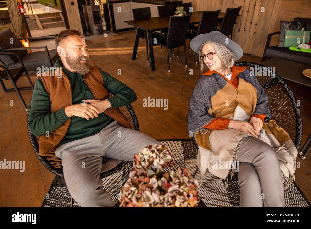 Mature couple spending time together and looking peaceful and relaxed Stock Photo