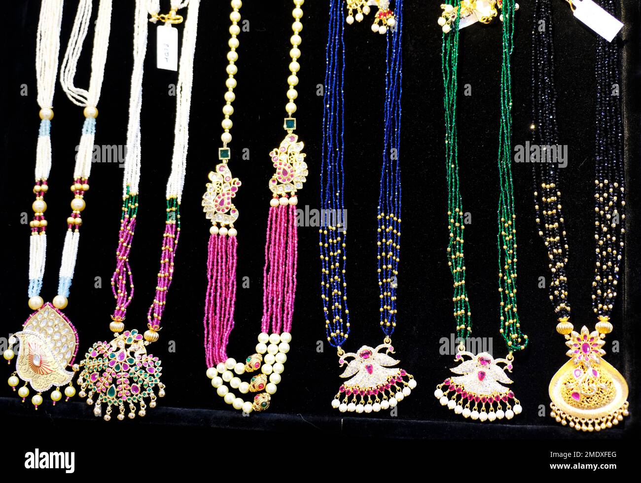Indian Traditional jewellery displayed in a street shop for sale in