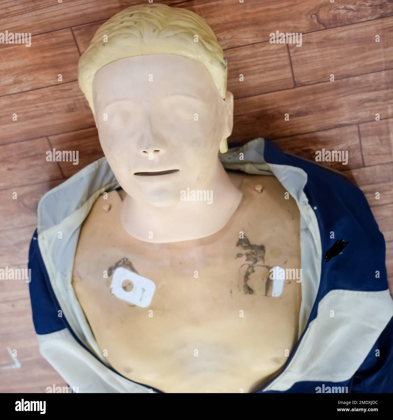 Human dummy lies on the floor during first Aid Training