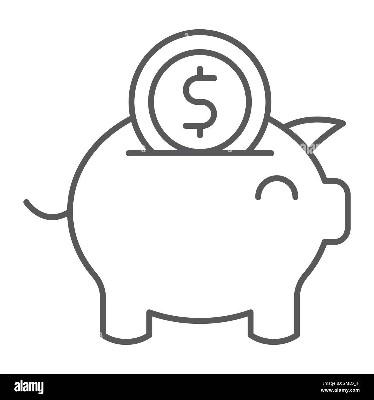 Piggy bank thin line icon, finance and economy, money sign, vector ...