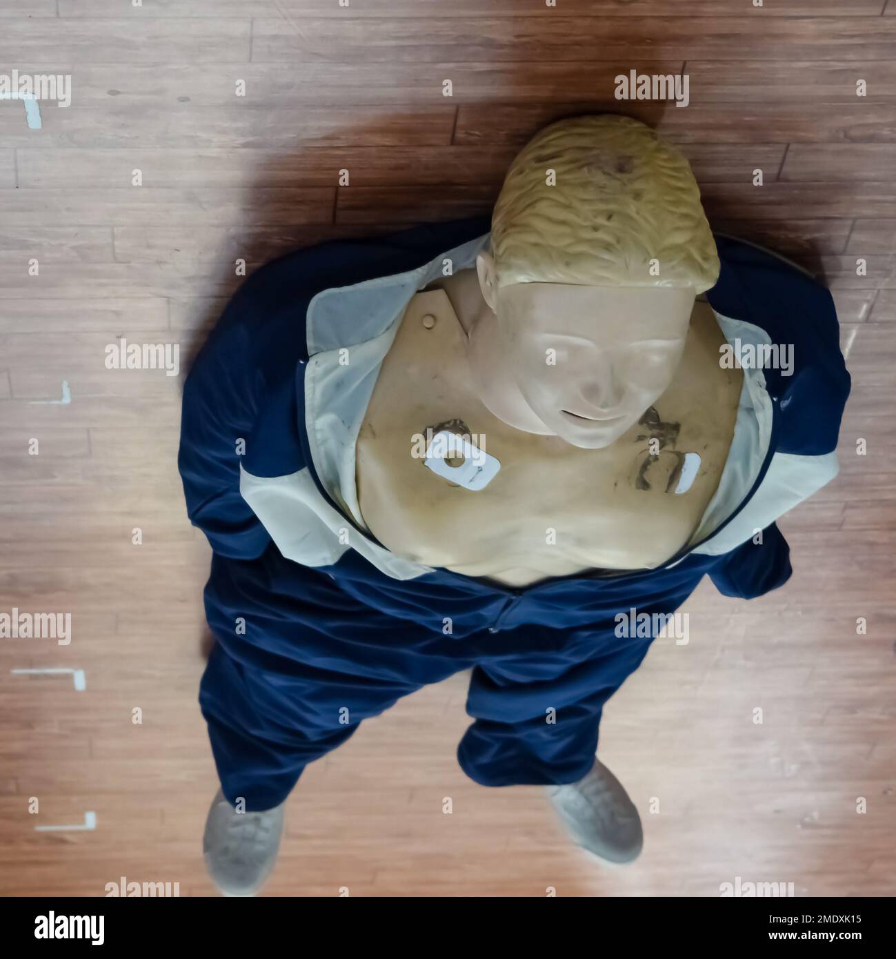 Human dummy lies on the floor during first Aid Training