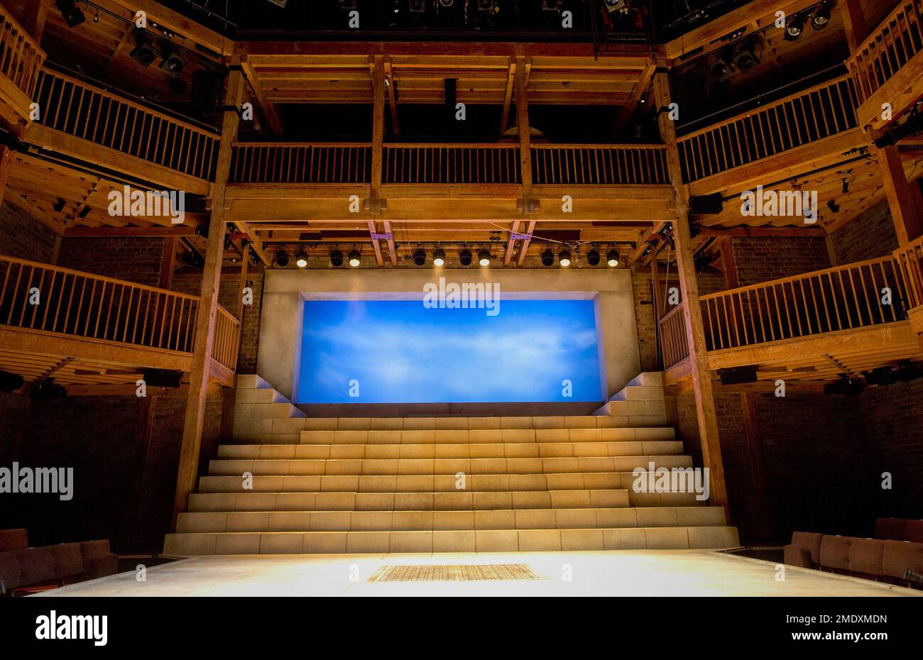 THE JEW OF MALTA   by Christopher Marlowe   design: Lily Arnold   lighting: Oliver Fenwick   director: Justin Audibert full stage,set,full,empty,balcony,auditorium,seats,lights,steps,arch,skyRoyal Shakespeare Company (RSC) / Swan Theatre, Stratford-upon-Avon, England   26/03/2015 Stock Photo