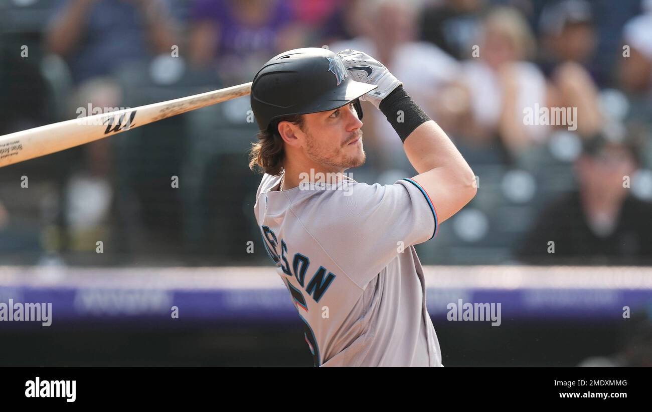 Miami Marlins third baseman Brian Anderson (15) in the ninth inning of ...